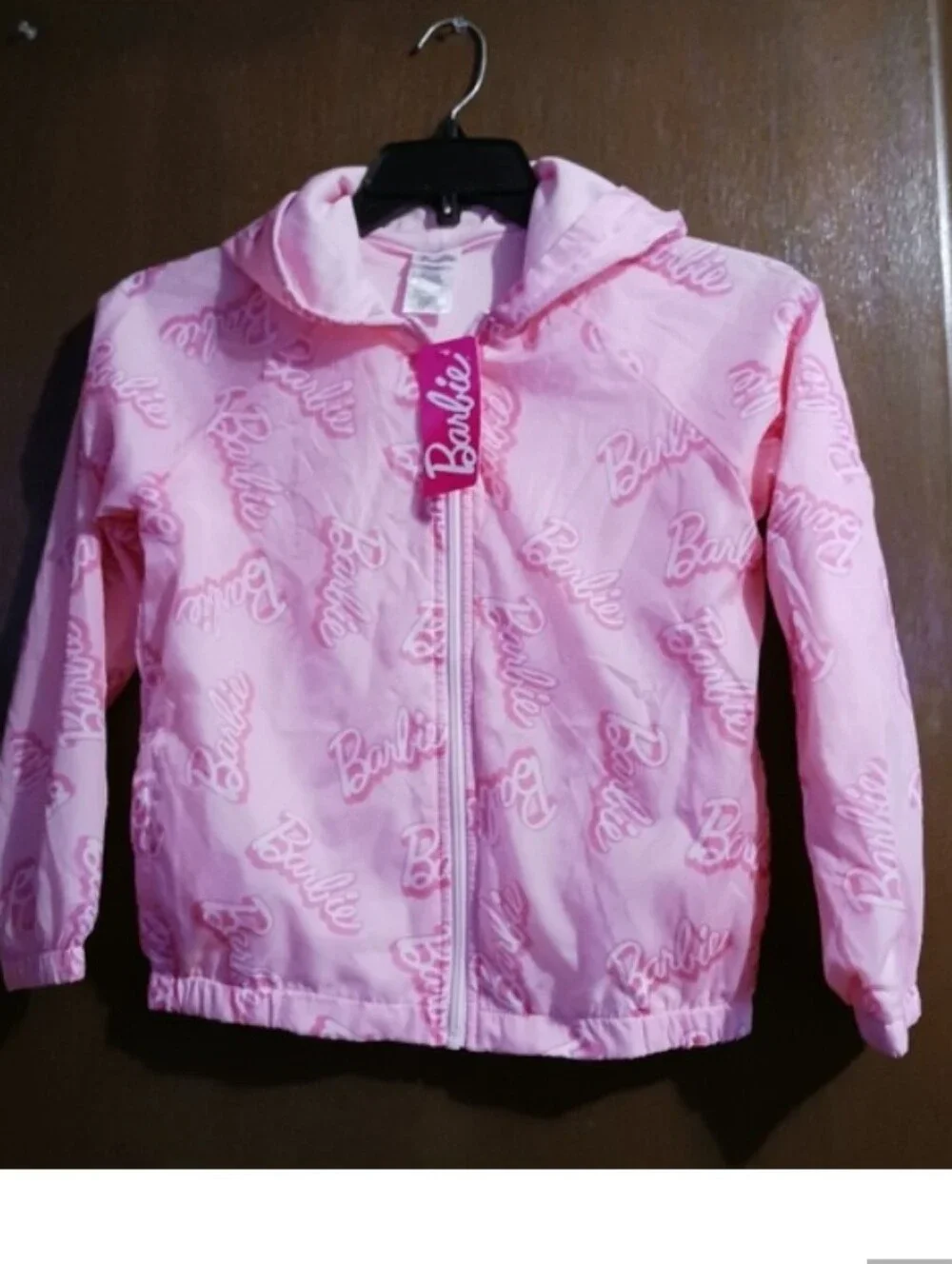 Barbie Light Pink Logo Zip-Up Hooded Jacket